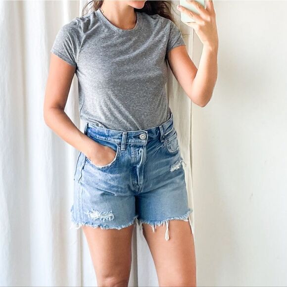 Moussy Vintage MV Pelion High Rise Distressed Cut-Off Shorts In Blue Size 24 NWT - Picture 7 of 13